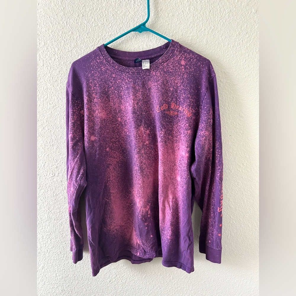 H&M Purple Bleach Dye Long Sleeve Shirt Size L Grunge Alt Streetwear Upcycled - Picture 8 of 8